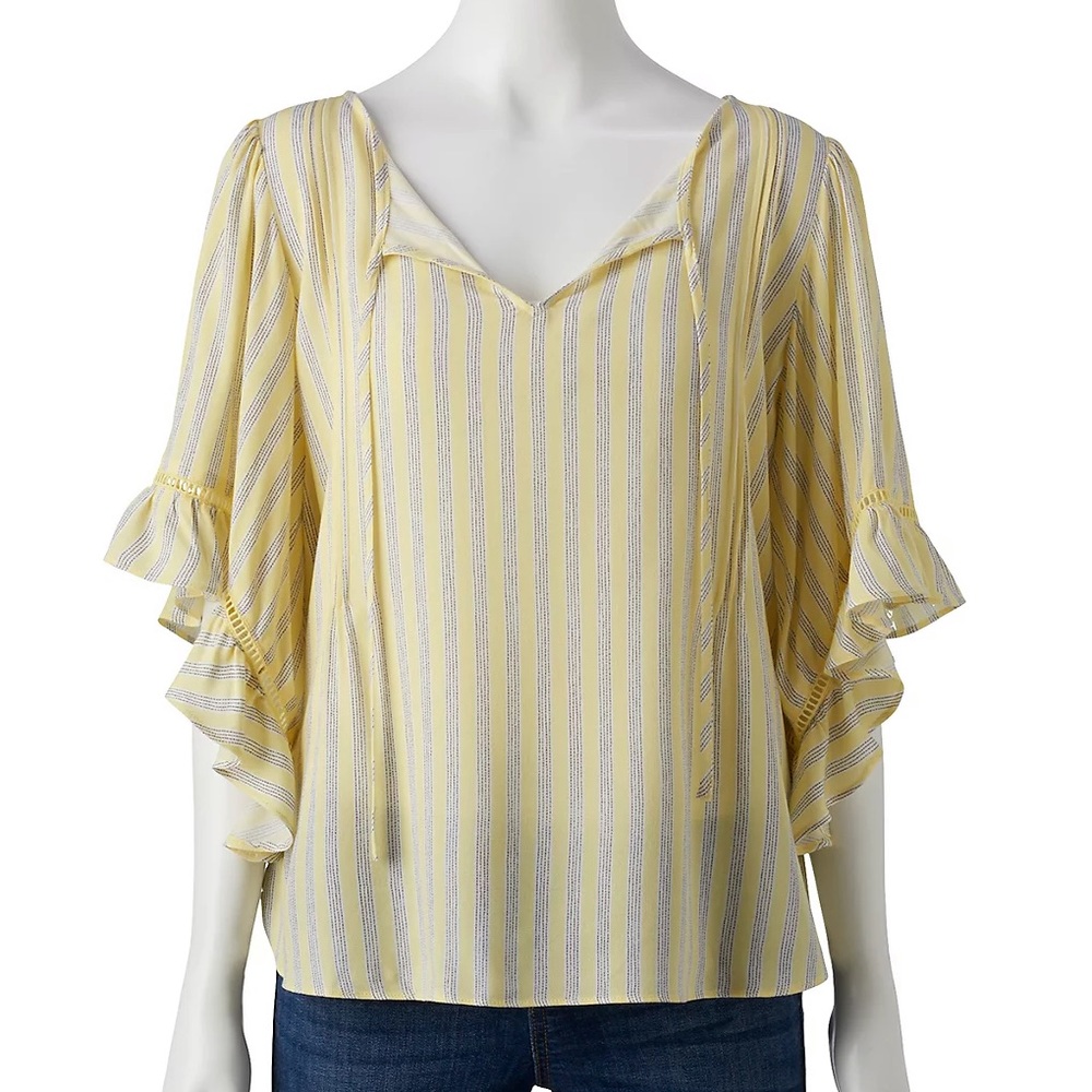 Women's LC Lauren Conrad Flounce-Sleeve Top size M